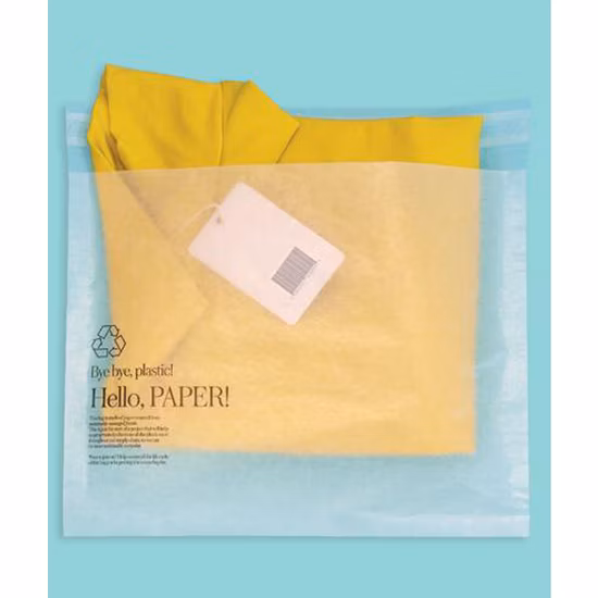 Imballaggio riciclabile per indumenti autosigillanti biodegradabili personalizzati Sacco di carta cerata rivestita con fodera bianca Eco Kraft